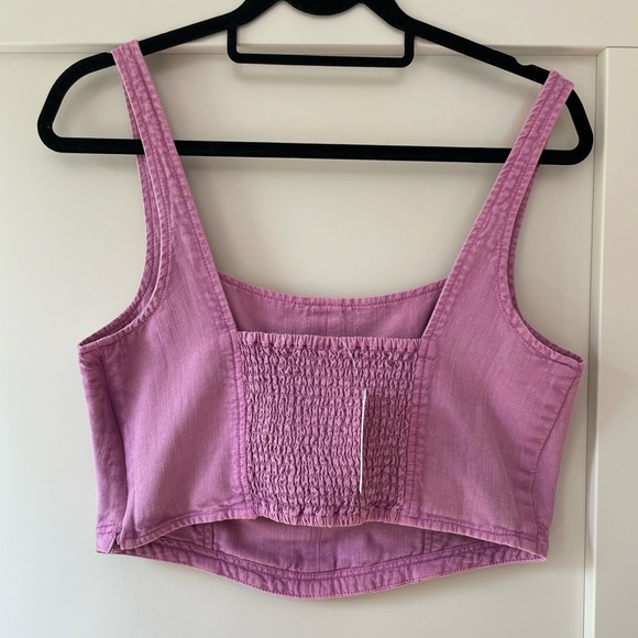 Pilcro Corset Tank Anthropologie Smocked Cropped Lilac Sleeveless Top, M, NWT - Picture 7 of 14